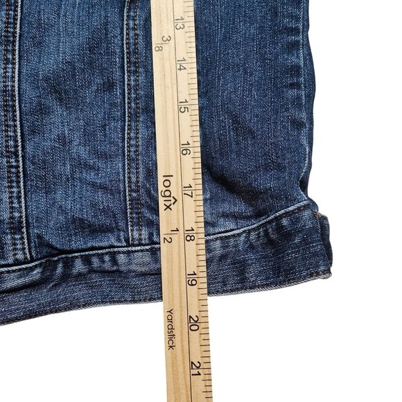Trend Loft Women's Medium Blue Denim Jacket With Button Front & Pockets - Picture 13 of 15